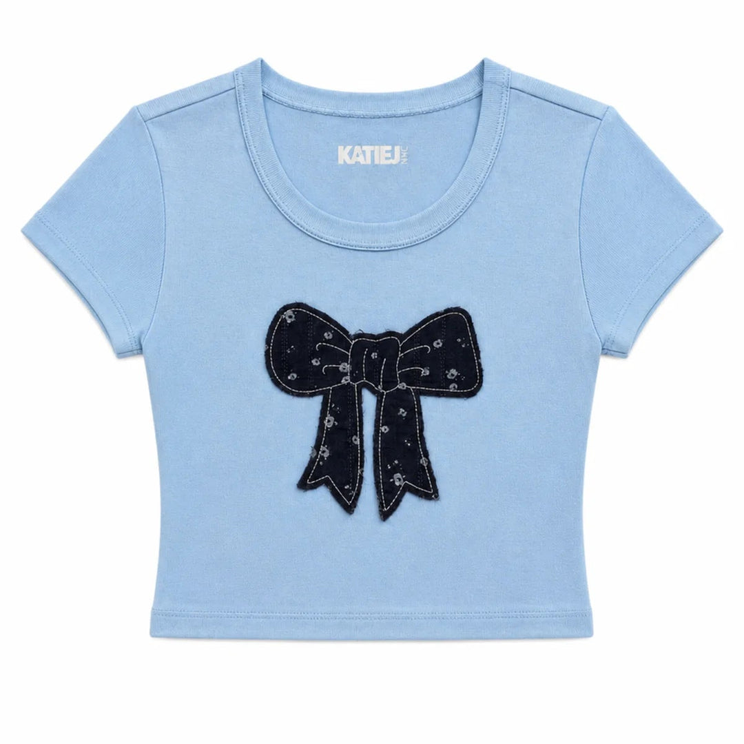 Baby Tee in Blue Bow