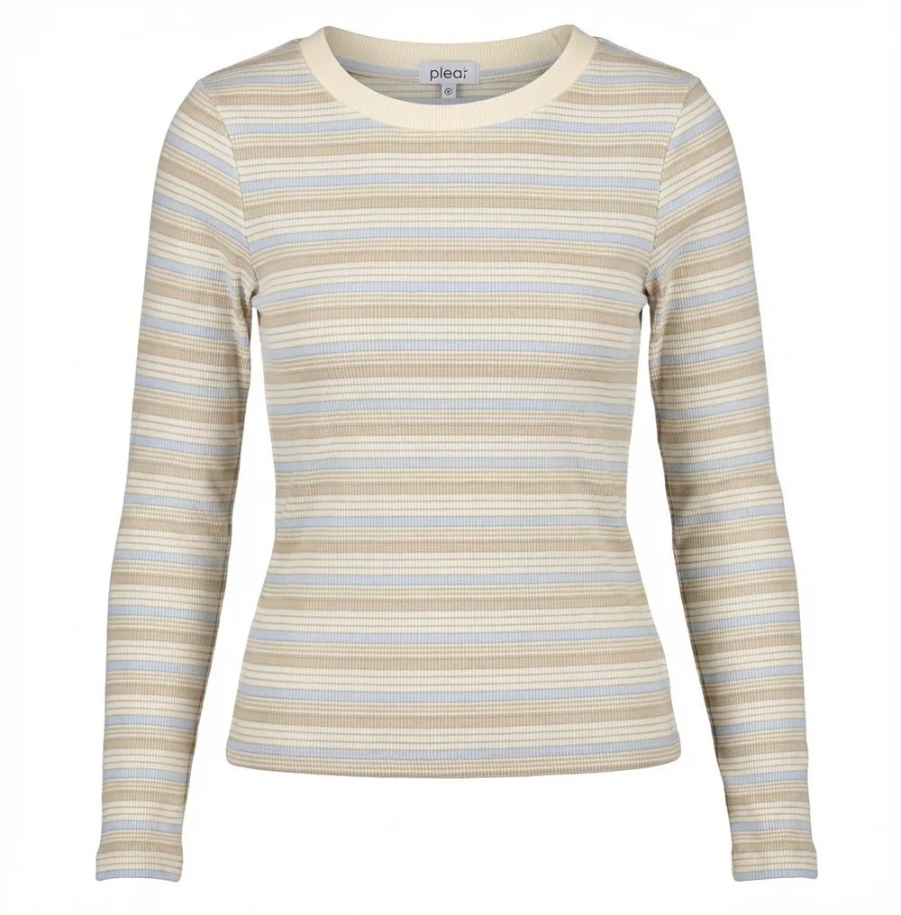Pleat Elle Tee in Light Blue/Cream