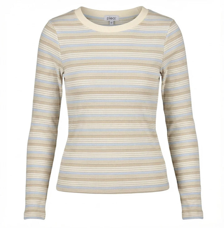Pleat Elle Tee in Light Blue/Cream