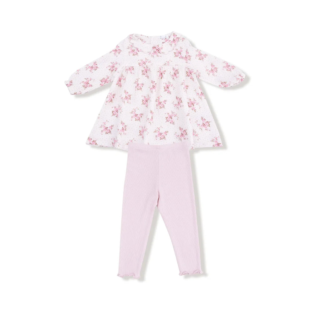 Angel Dear Belle Rosette Dot Dress + Legging