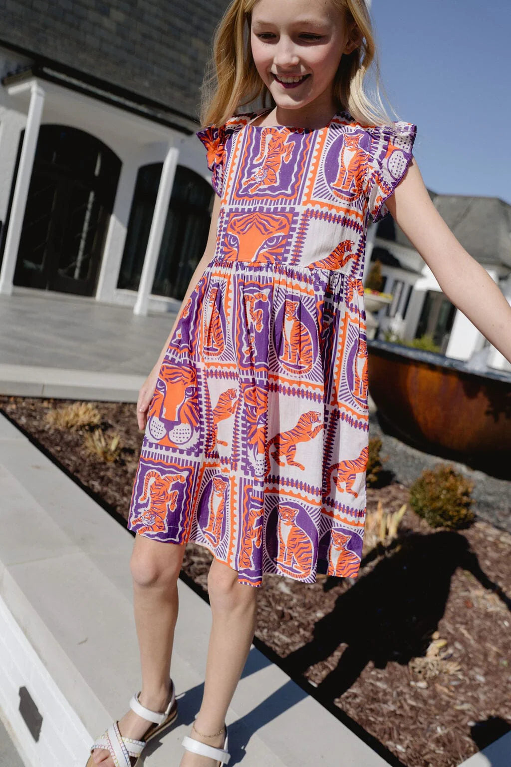 Briton Court Maya Gameday Dress in Orange &amp; Purple