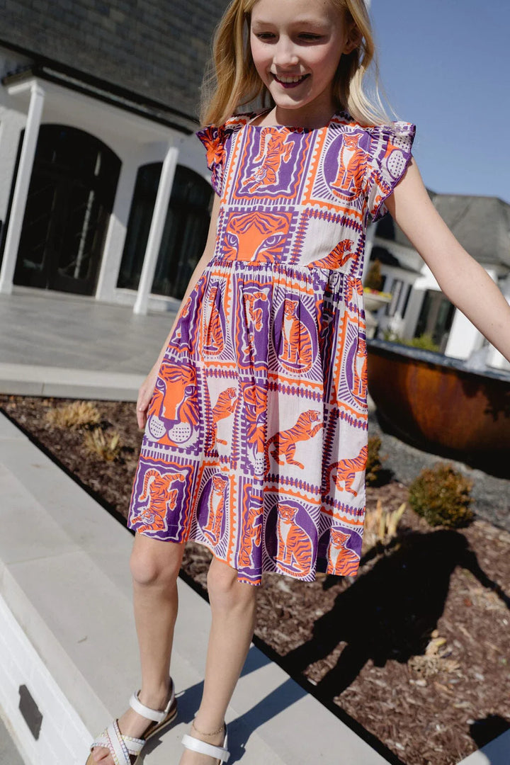 Briton Court Maya Gameday Dress in Orange &amp; Purple