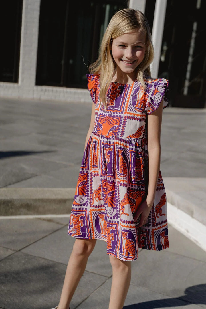 Briton Court Maya Gameday Dress in Orange &amp; Purple