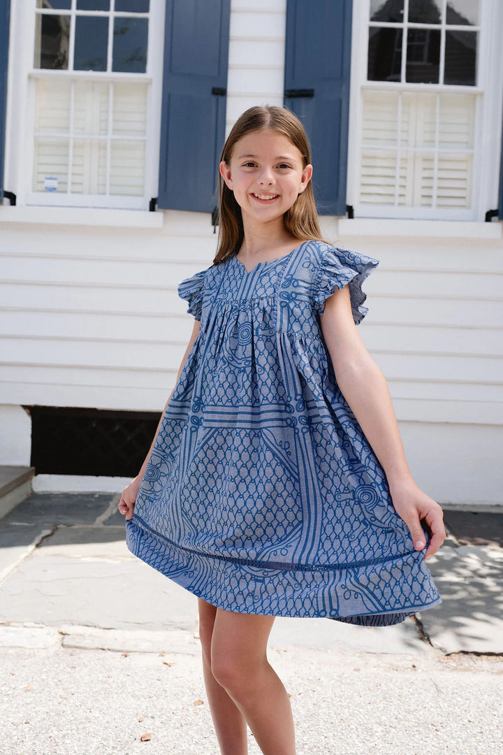 Briton Court Ellen Dress in Wavy Line Blue