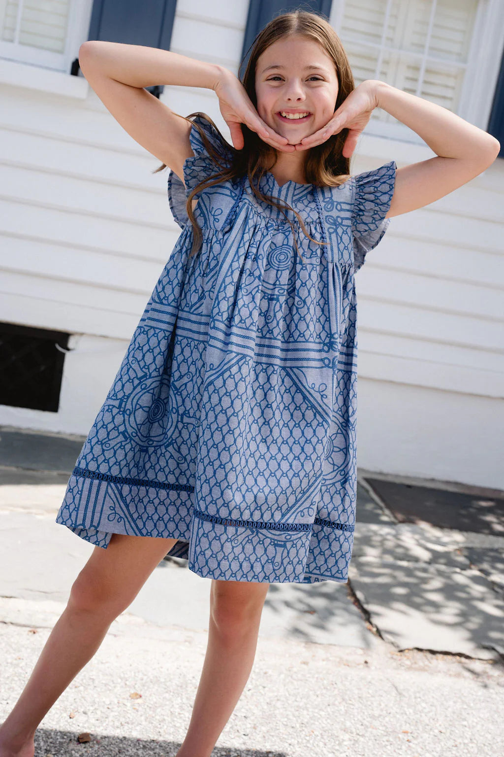 Briton Court Ellen Dress in Wavy Line Blue