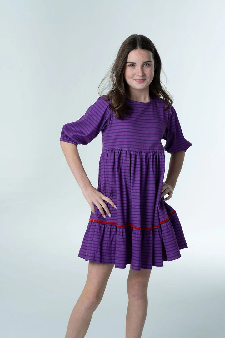 Knit Hattie Dress in Berry Stripe
