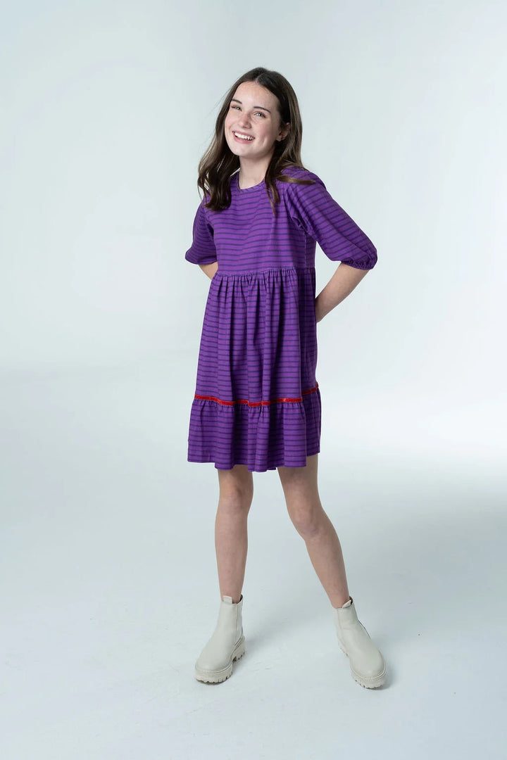 Knit Hattie Dress in Berry Stripe
