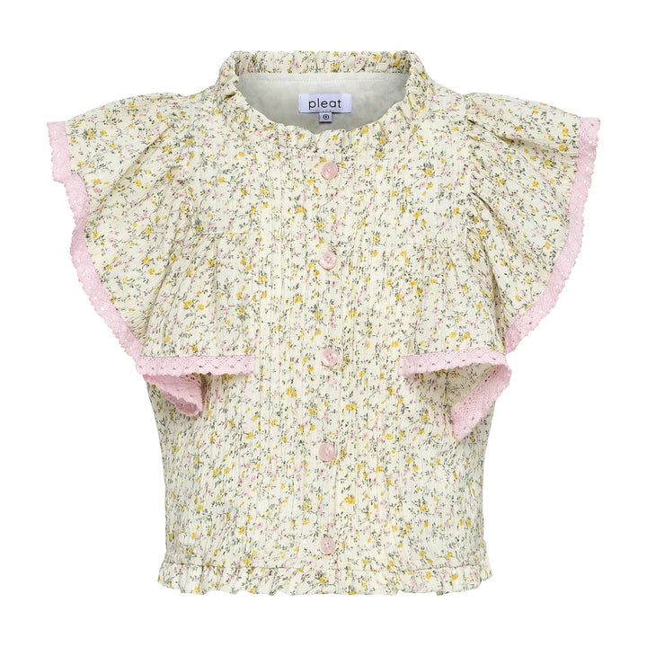 Pleat Posie Top in Cream Ditsy