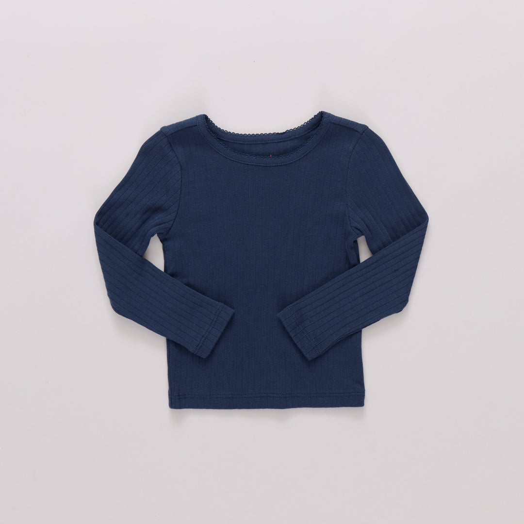 Pink Chicken Seesaw Long Sleeve Rib Tee in Navy
