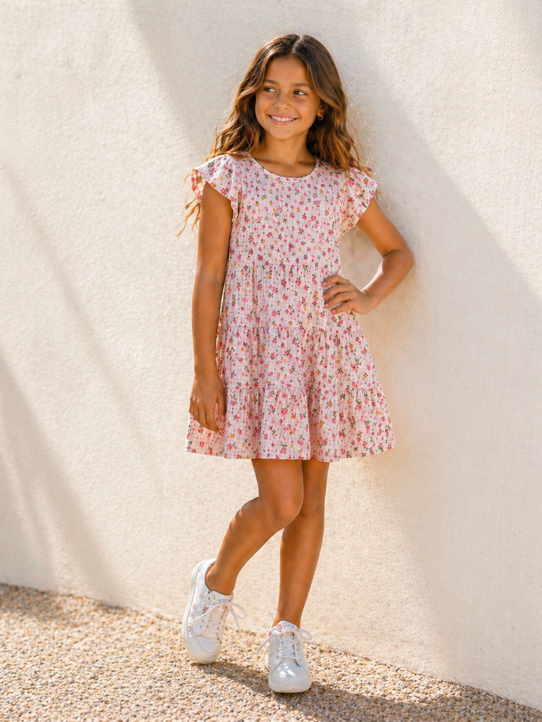 Pink Floral Tiered Dress (size 4-6)