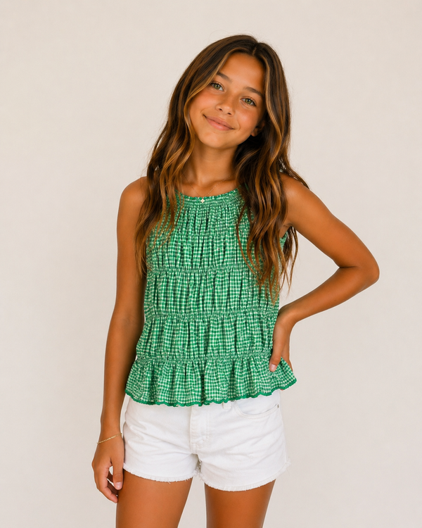 Meadow Gingham Smocked Tank