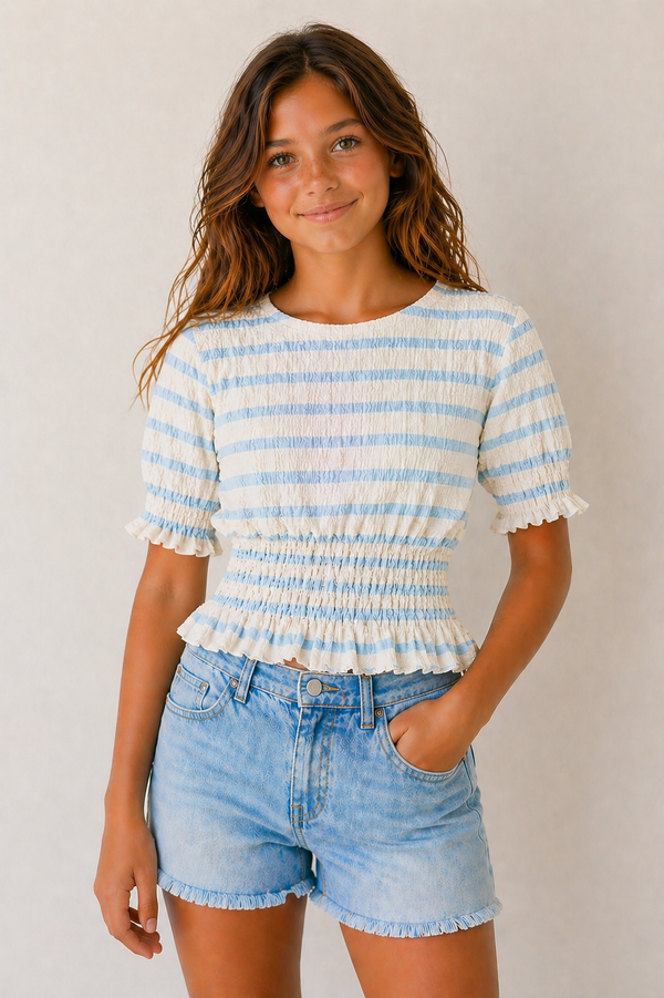 Bluebell Smocked Stripe Top