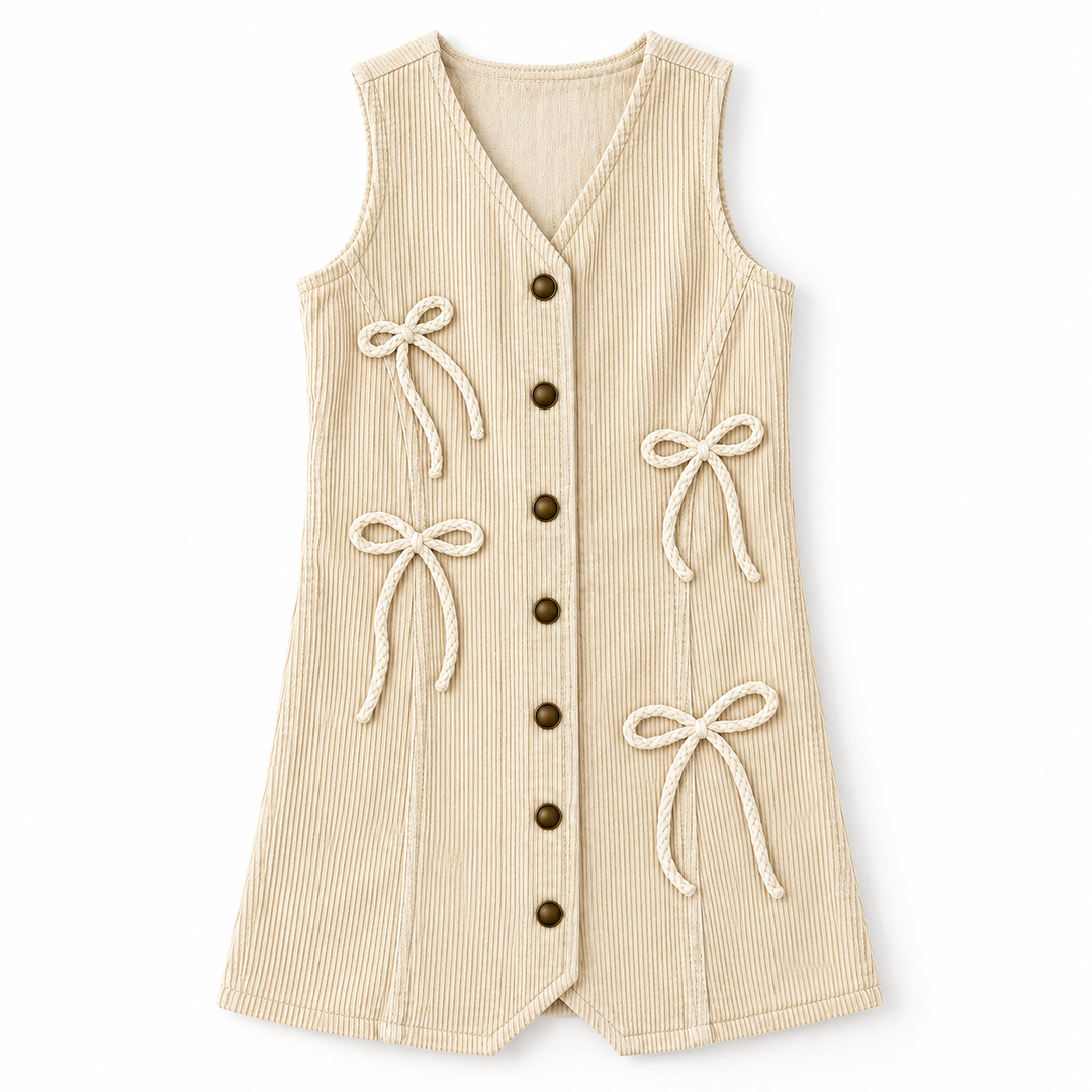Bow Jumper Dress in Cream