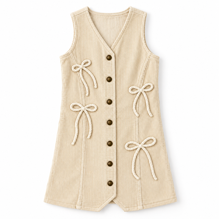 Bow Jumper Dress in Cream