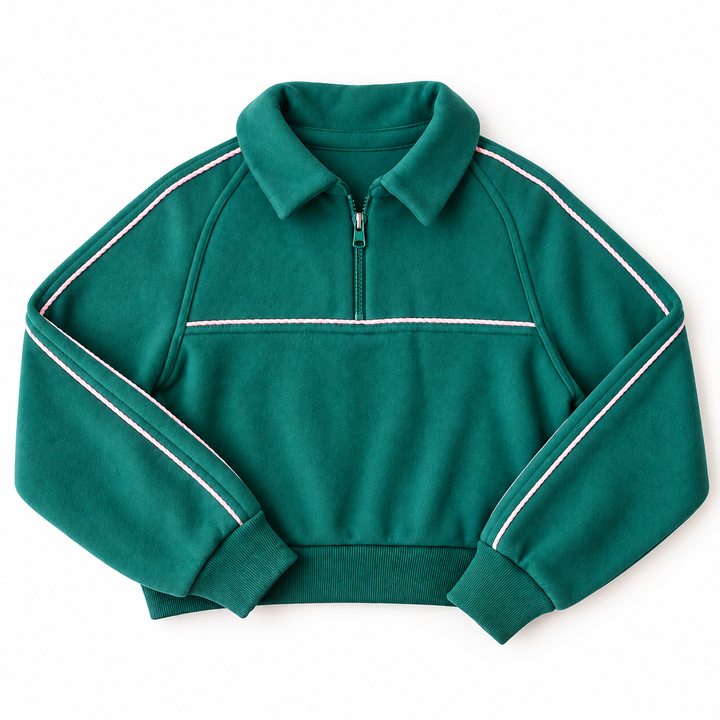 Quarter-zip pullover- Hunter Green