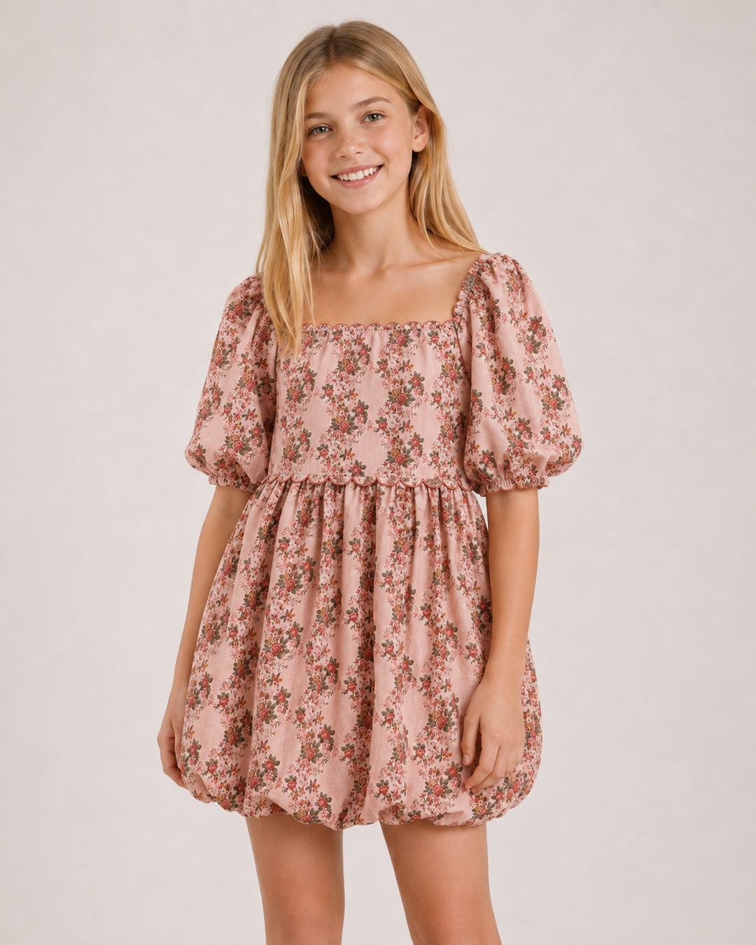 Bubble Floral Dress with Tie Back