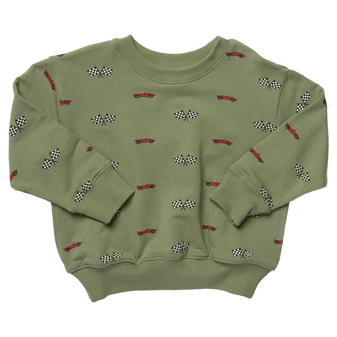Pink Chicken Play Sweatshirt in Racecars
