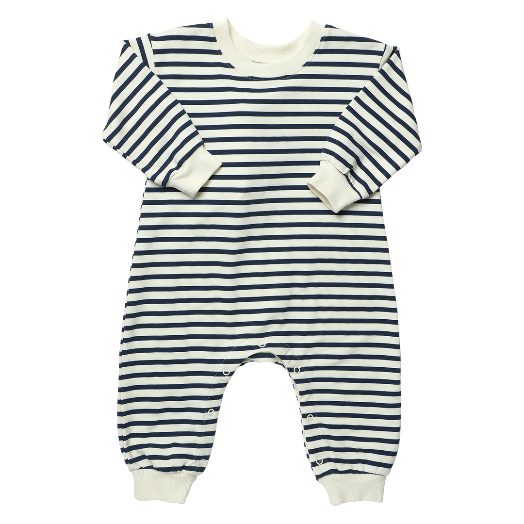 Pink Chicken Baby Runaround Jumpsuit in Navy Stripe