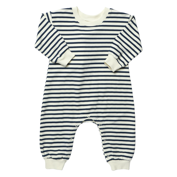 Pink Chicken Baby Runaround Jumpsuit in Navy Stripe