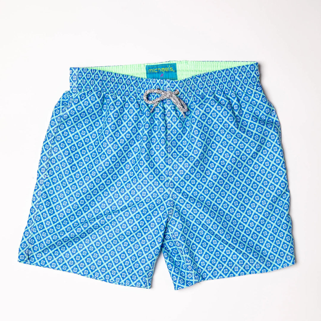 Michael's Swim Trunks in Aqua Diamond