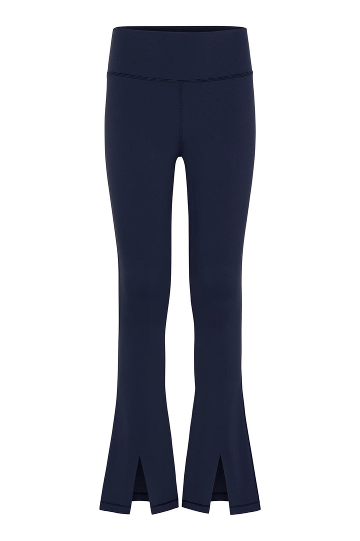 Pleat Adele Split Flare Leggings in Navy