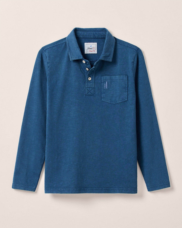 Johnnie O Coastal Wash Long Sleeve Polo in Sport Navy