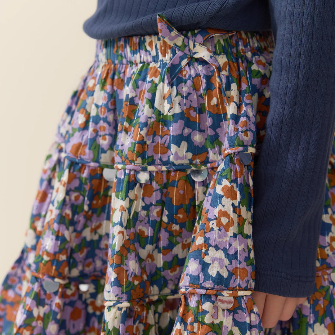 Allie Skirt in True Blue Sketched Floral (size 4-6)