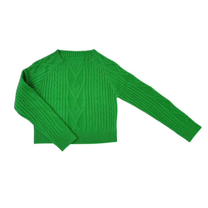 Little Olin Green Braided Sweater