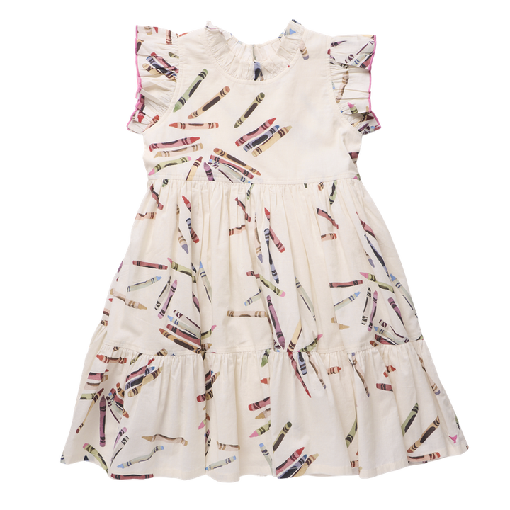 Pink Chicken Jennifer Dress in Tossed Crayons (size 7-8)