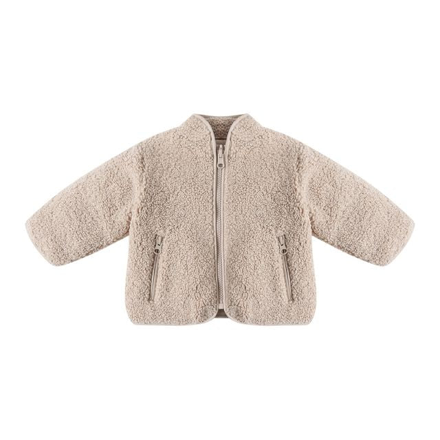 Quincy Mae Shearling Zip Jacket in Oat
