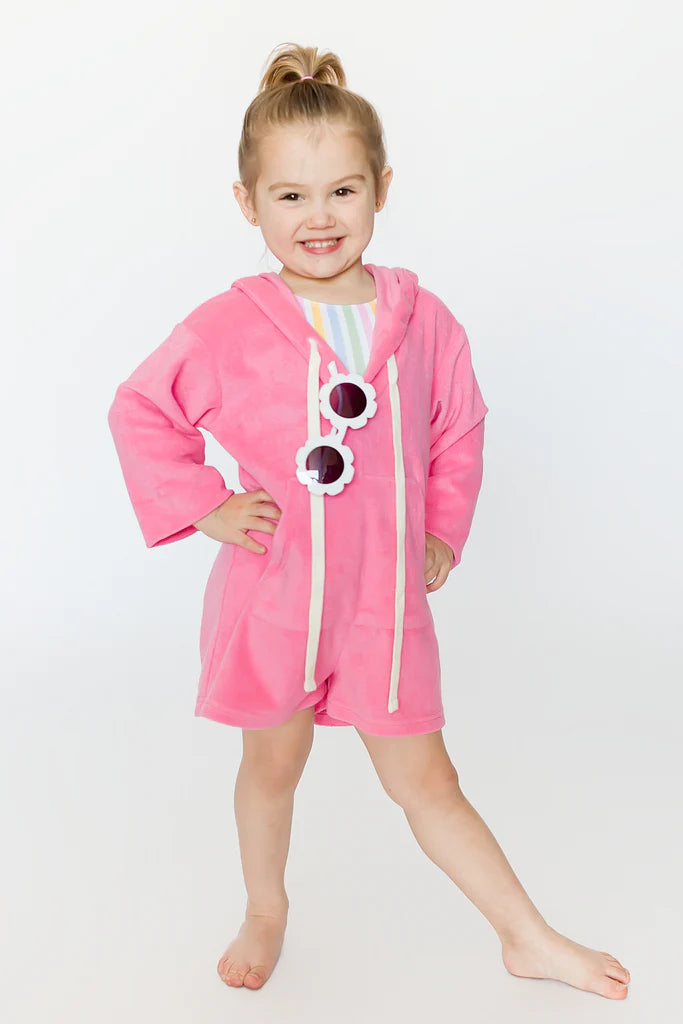 Belle Cher Terry Hot Pink Romper
