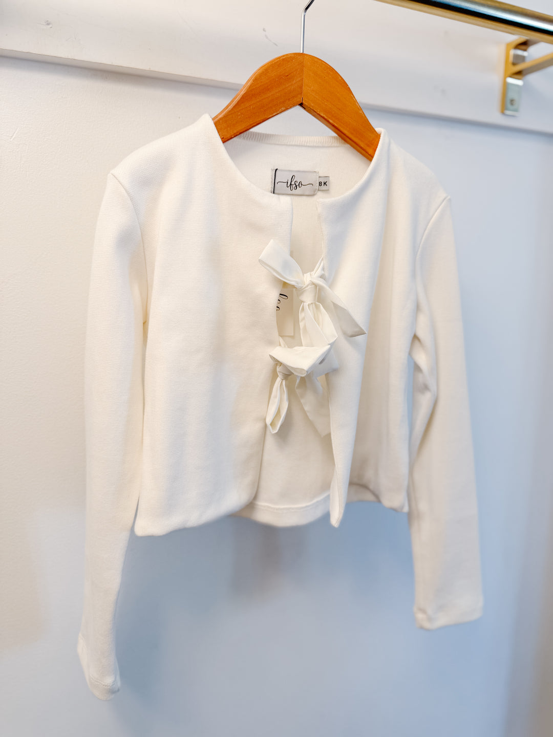 IF SO Ivory Bow Cardigan