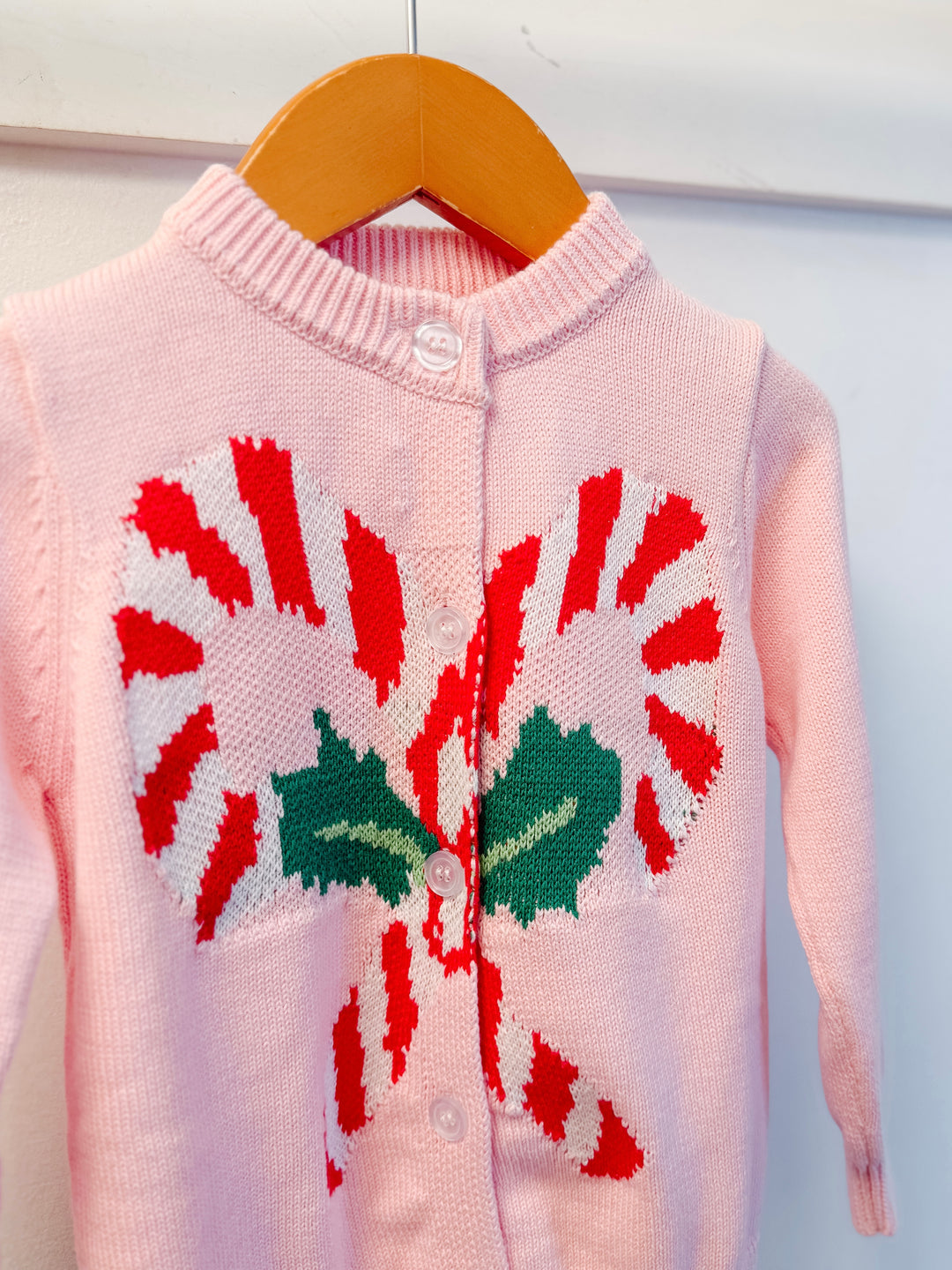 Lulu Bebe Pink Candy Cane Knit Sweater