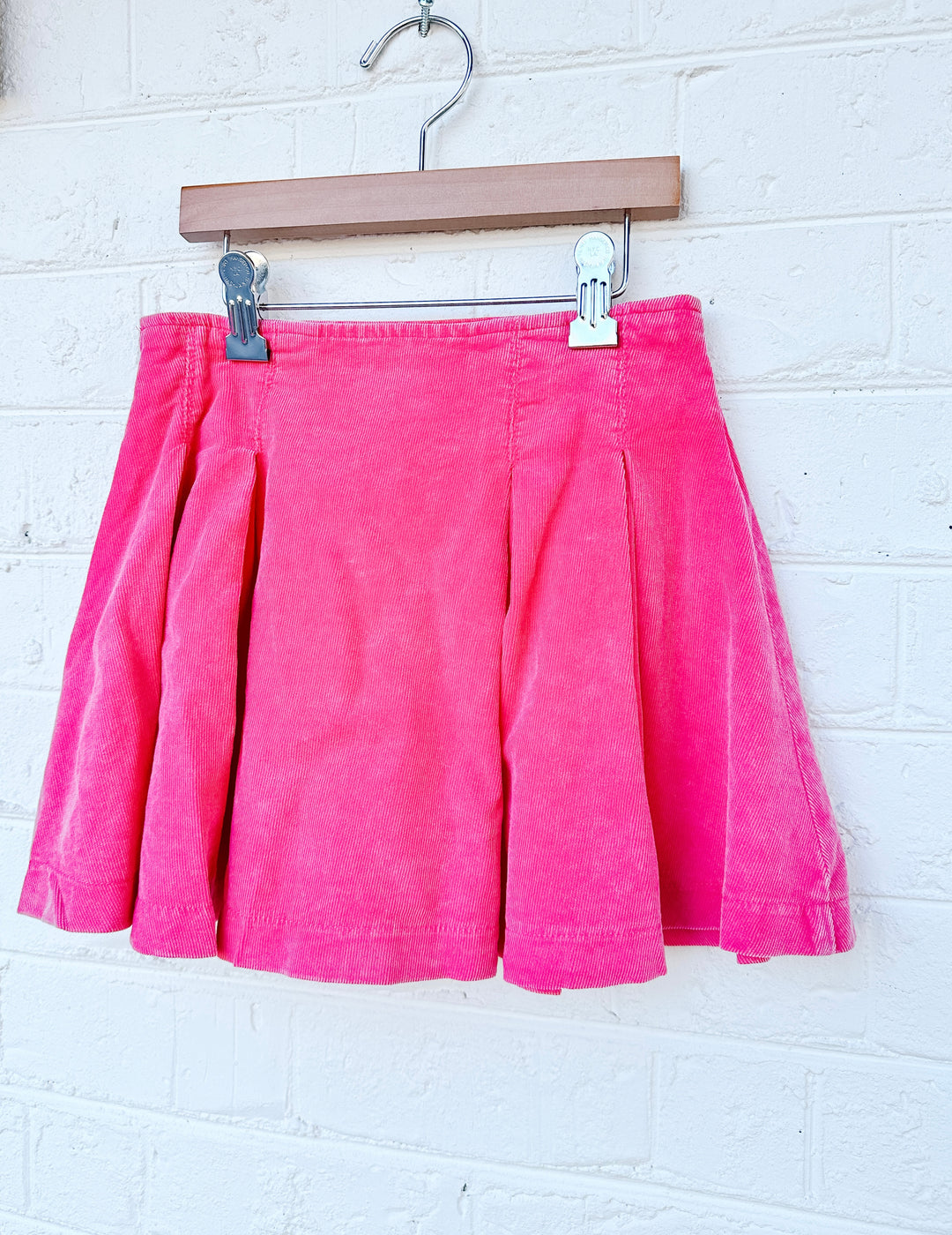 Sadie & Sage Pink Corduroy Pleated Mini Skirt