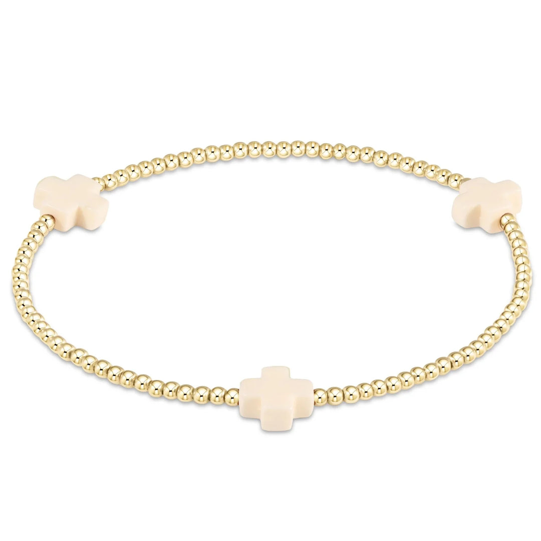 Enewton Signature Cross Bracelet Gold 2mm in Offwhite