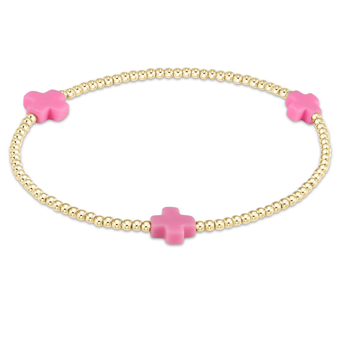 Enewton Signature Cross Bracelet 2mm Bright Pink