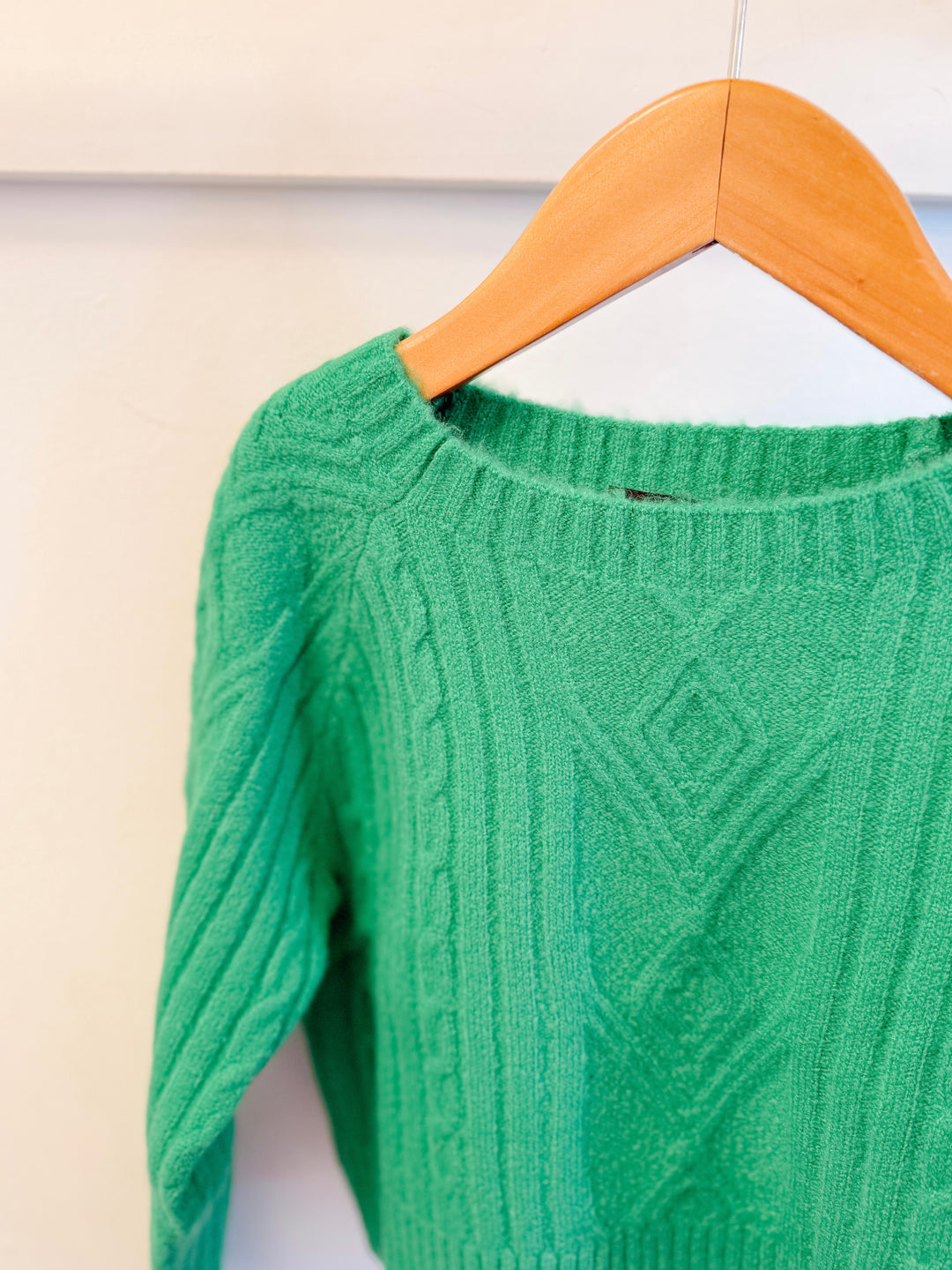 Little Olin Green Braided Sweater