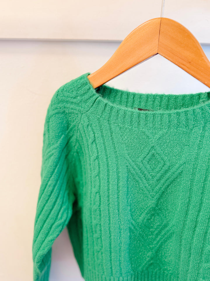 Little Olin Green Braided Sweater