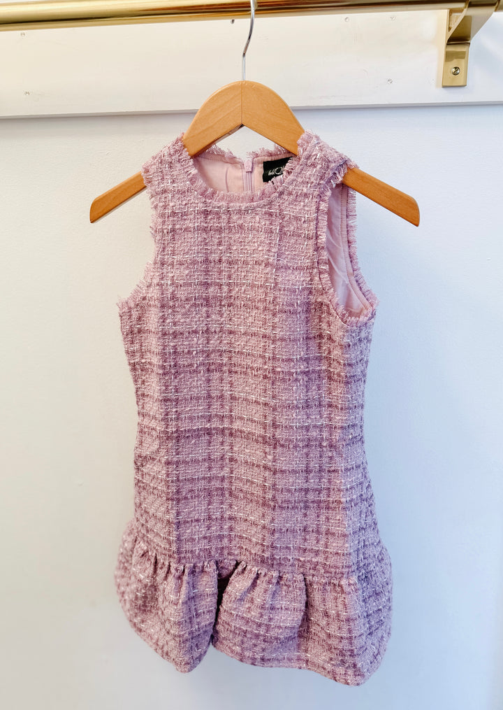 Little Olin Lavender Tweed Ruffle Dress