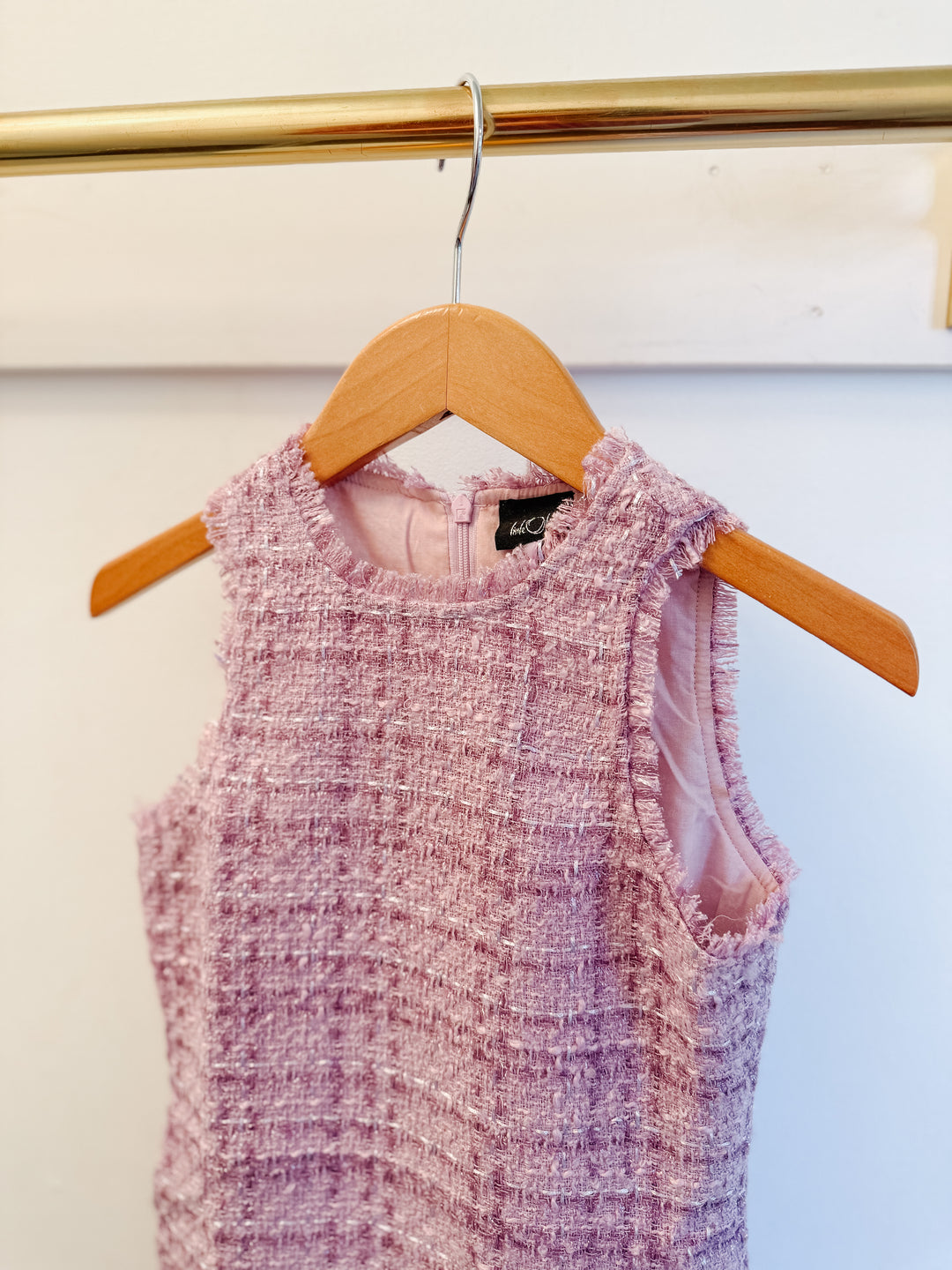 Little Olin Lavender Tweed Ruffle Dress