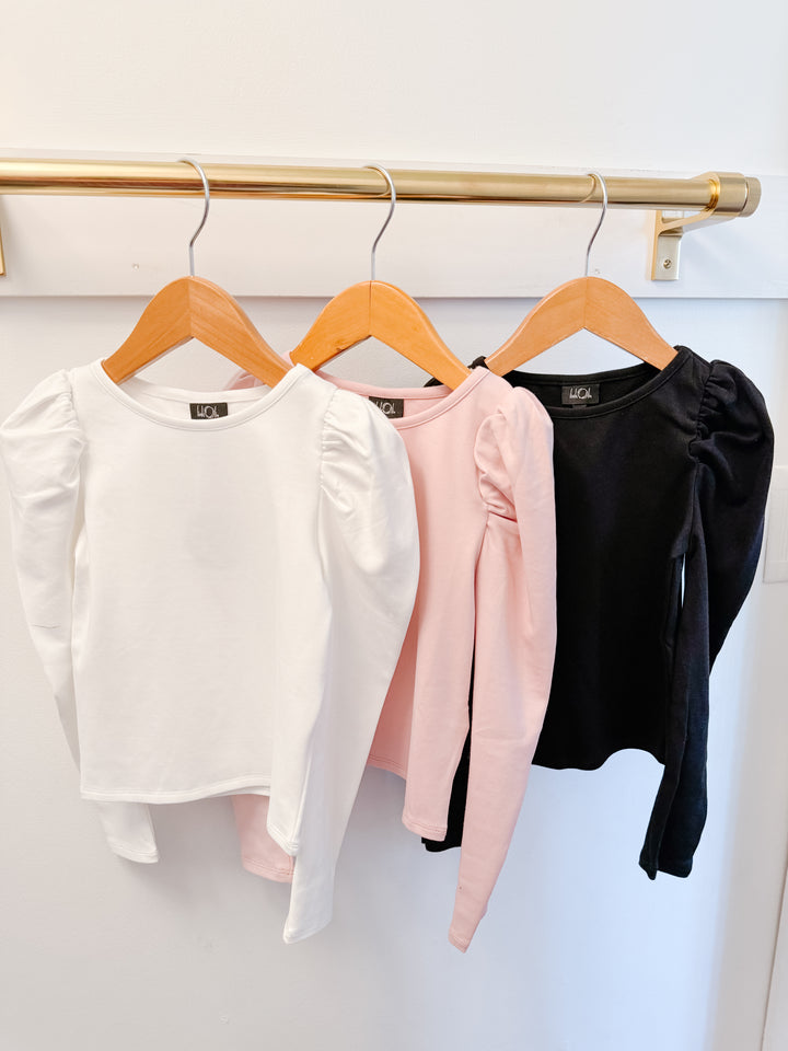 Little Olin Black Puff Sleeve Top