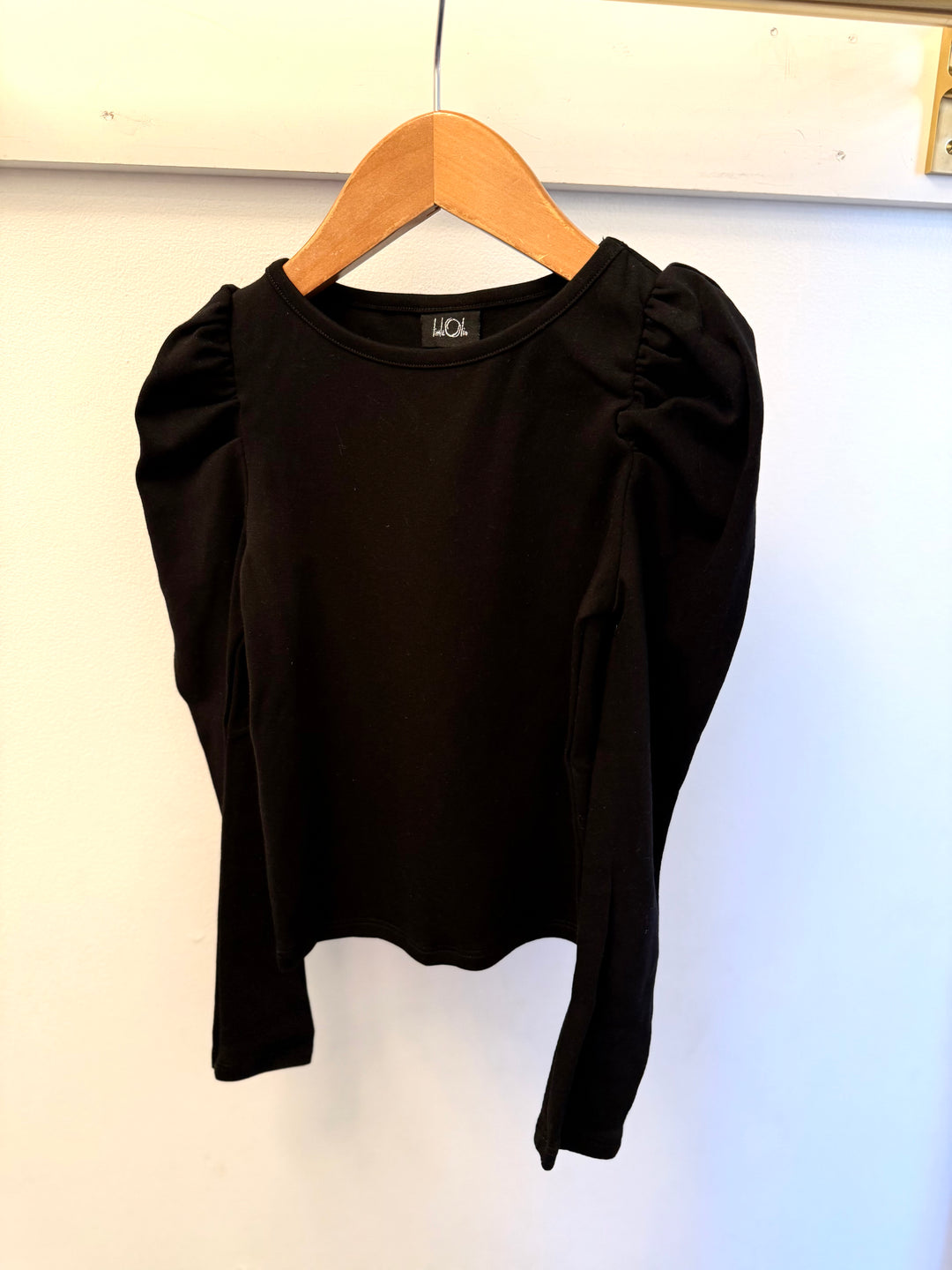 Little Olin Black Puff Sleeve Top