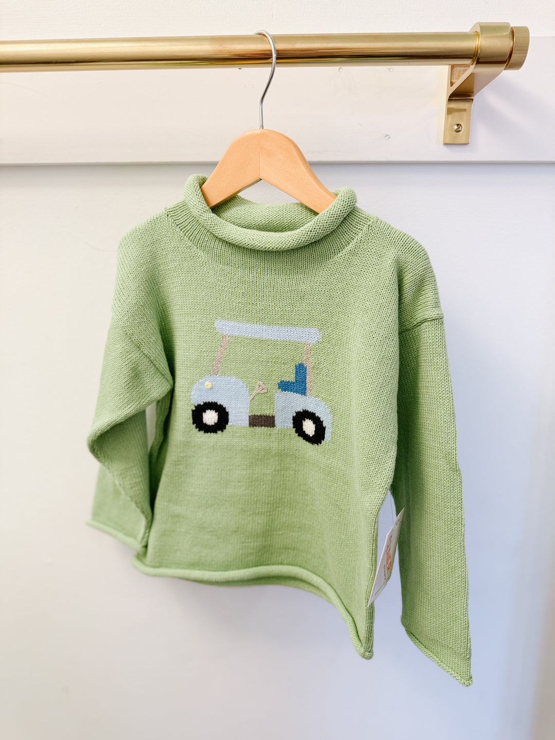 Luigi Kids Golf Cart Rollneck Sweater in Apple