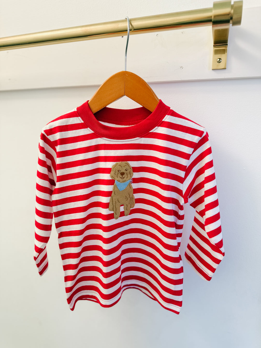 Luigi Kids Stripe Tee with Sitting Dog (size 5-6)