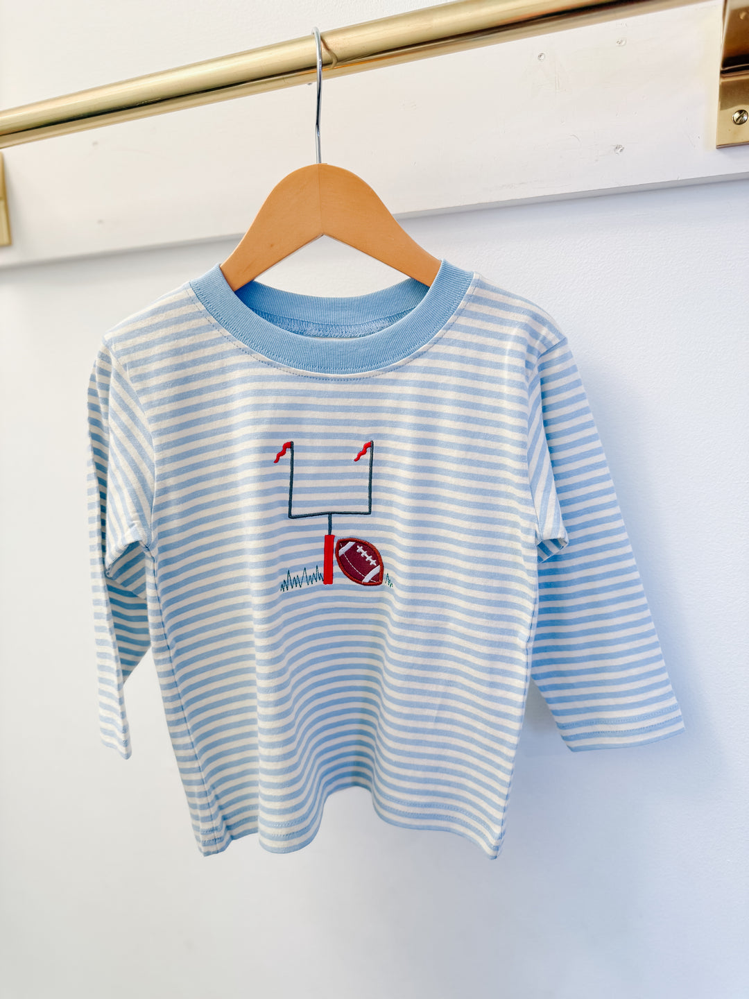 Luigi Kids Stripe Tee with Football Goal Post (size 5-6)