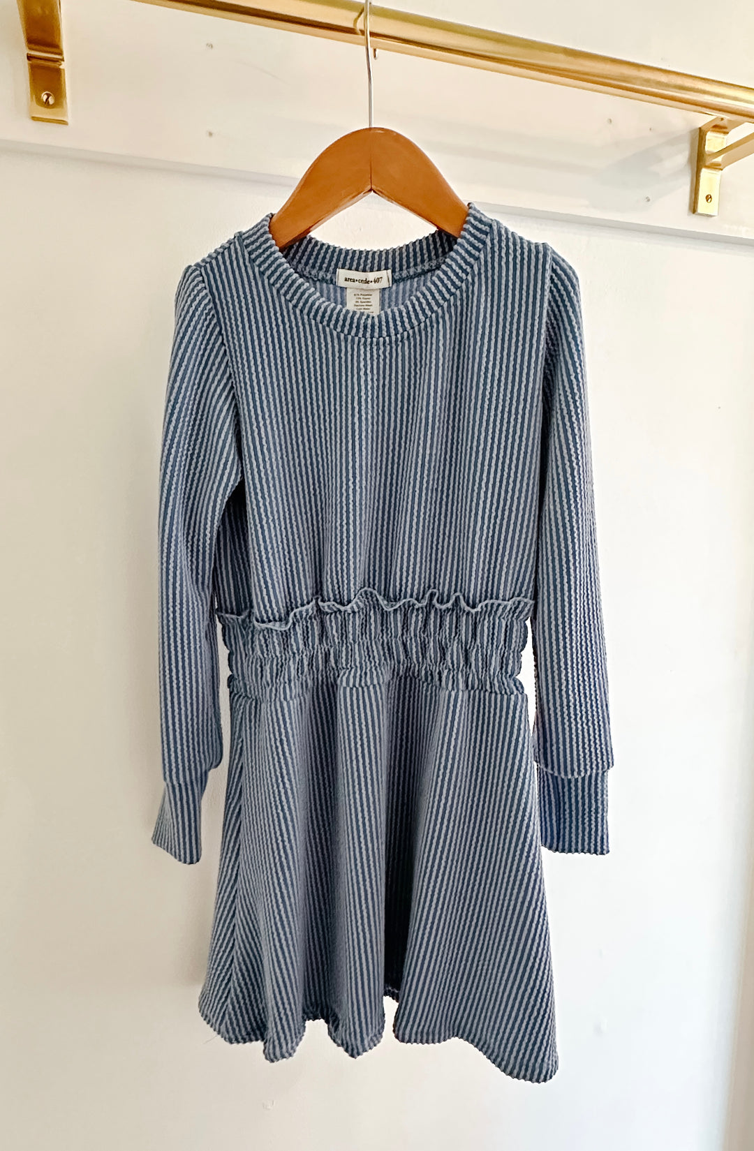 Area Code Rouched Waist Dress in Blue
