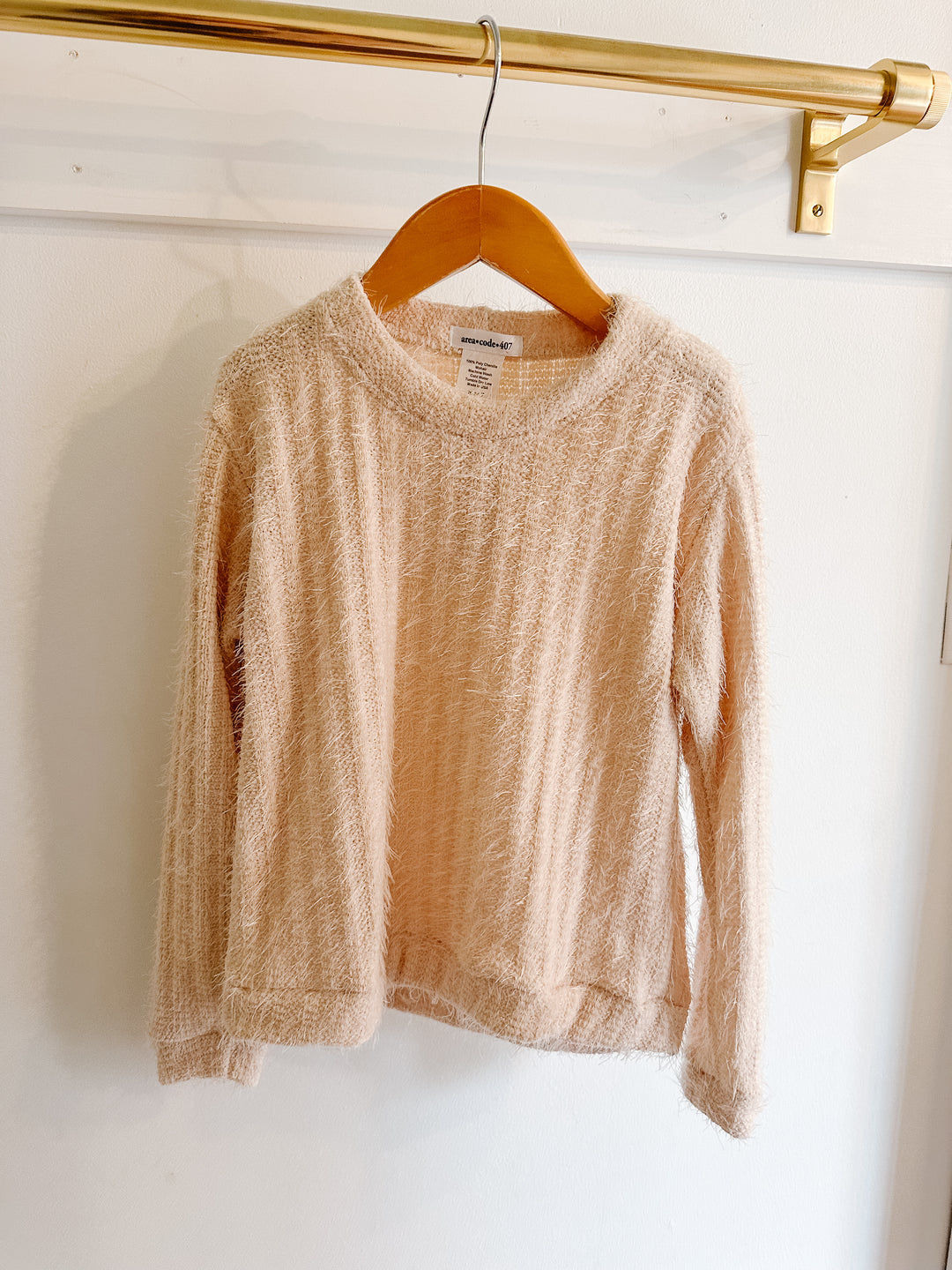 Area Code Marlene Beige Chenille Sweater in Mohair