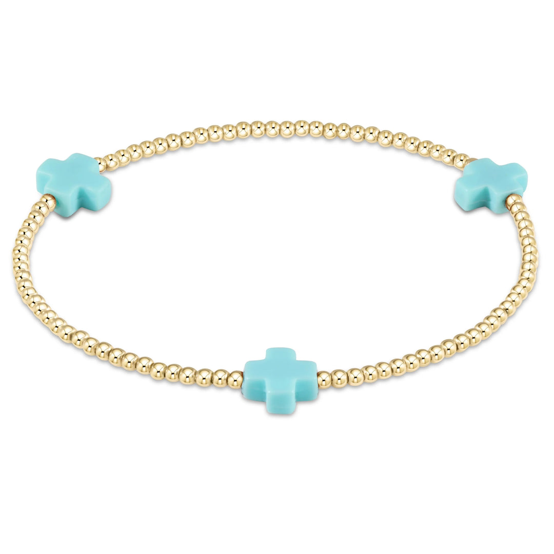 Enewton Signature Cross 2mm Bracelet in Turquoise