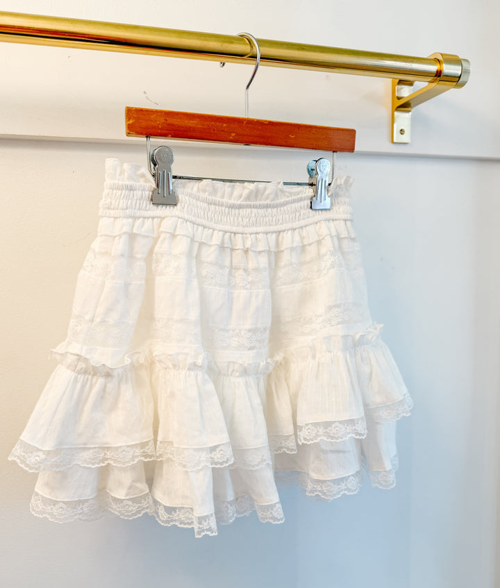 Peach Love Cali White Ruffle Skirt