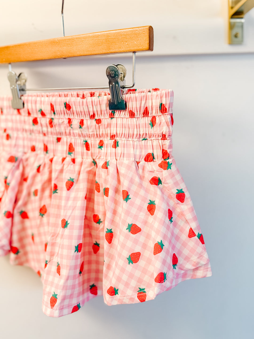 Peach Love Cali Gingham Strawberry Sporty Skort